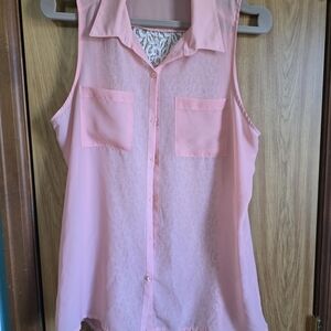 Elegant Pink Sleeveless Blouse
